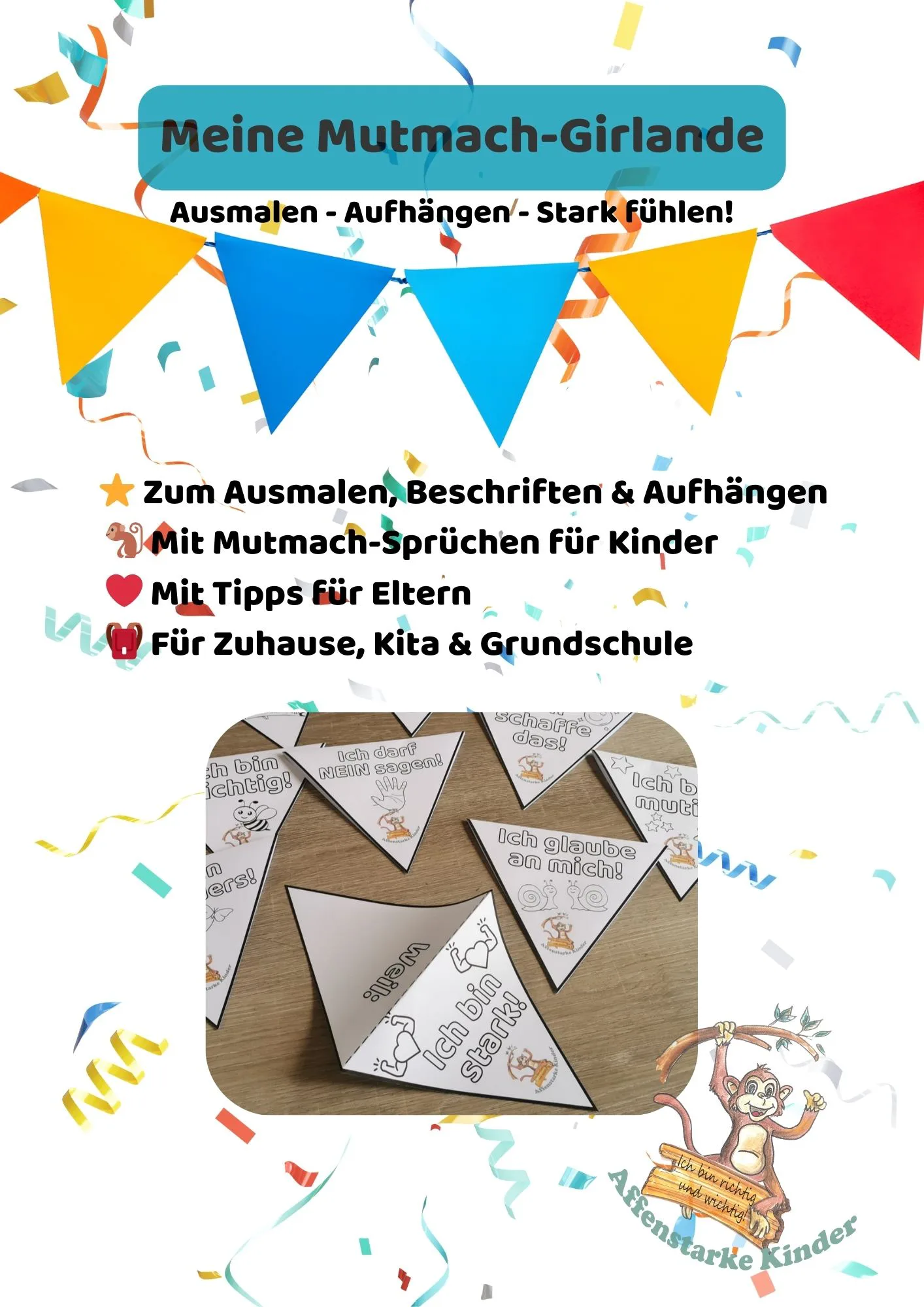 Meine Mutmach-Girlande – 12 Wimpel zum Ausdrucken & Gestalten (Download-PDF)