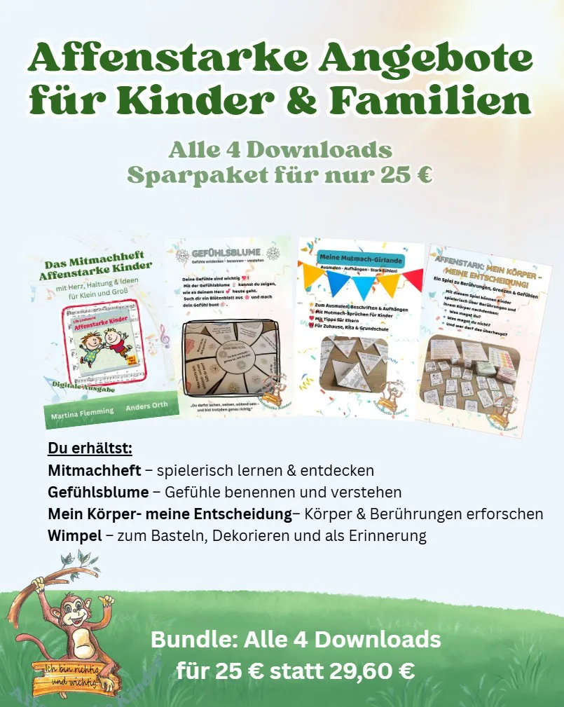 Präventionsmaterial Kinder Download Bundle – Affenstarke Kinder Materialpaket für Kita, Schule & Familie